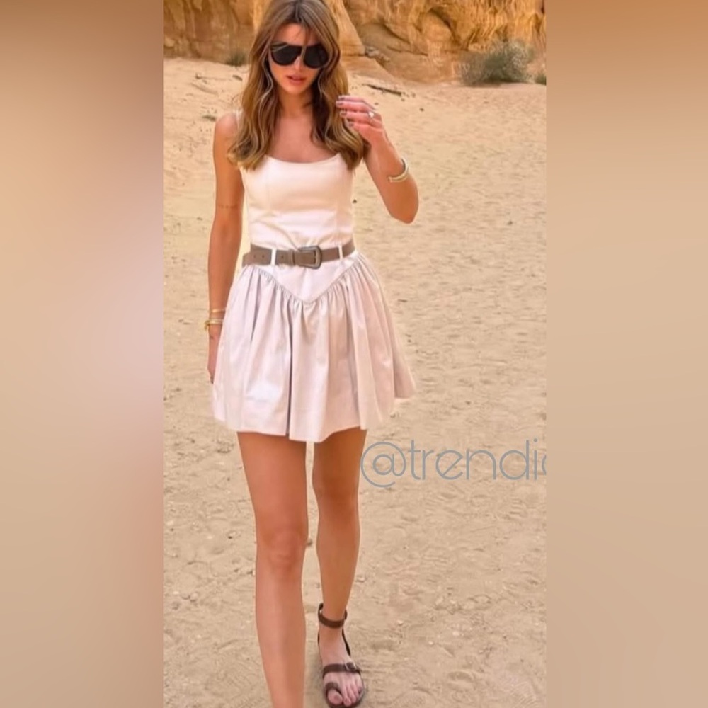 NWT 🌟 Zara Cream belted mini dress XS - Picture 8 of 10